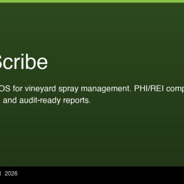 VitisScribe Launches as the First Purpose-Built Operating System for Vineyard Spray Management and Compliance VitisScribe Launches as the First Purpose-Built Operating System for Vineyard Spray Management and Compliance